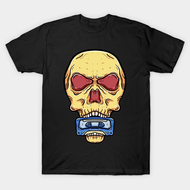 Skull head bite mixtape T-Shirt by happymonday